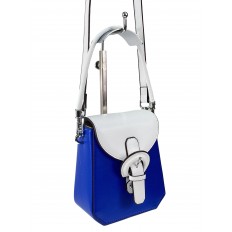 На фото 3 - Женская сумка из искусственной кожи, цвет синий с белым
