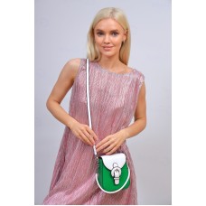 На фото 1 - Женская сумка из искусственной кожи, цвет зеленый с белым