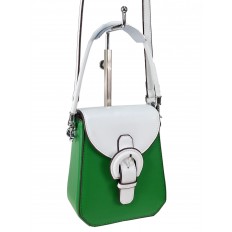 На фото 3 - Женская сумка из искусственной кожи, цвет зеленый с белым