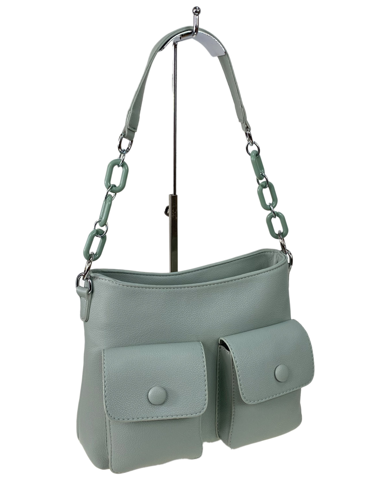 На фото 2 - Женская  сумка из искусственной кожи, цвет зеленый