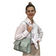На фото 3 - Женская  сумка из искусственной кожи, цвет зеленый