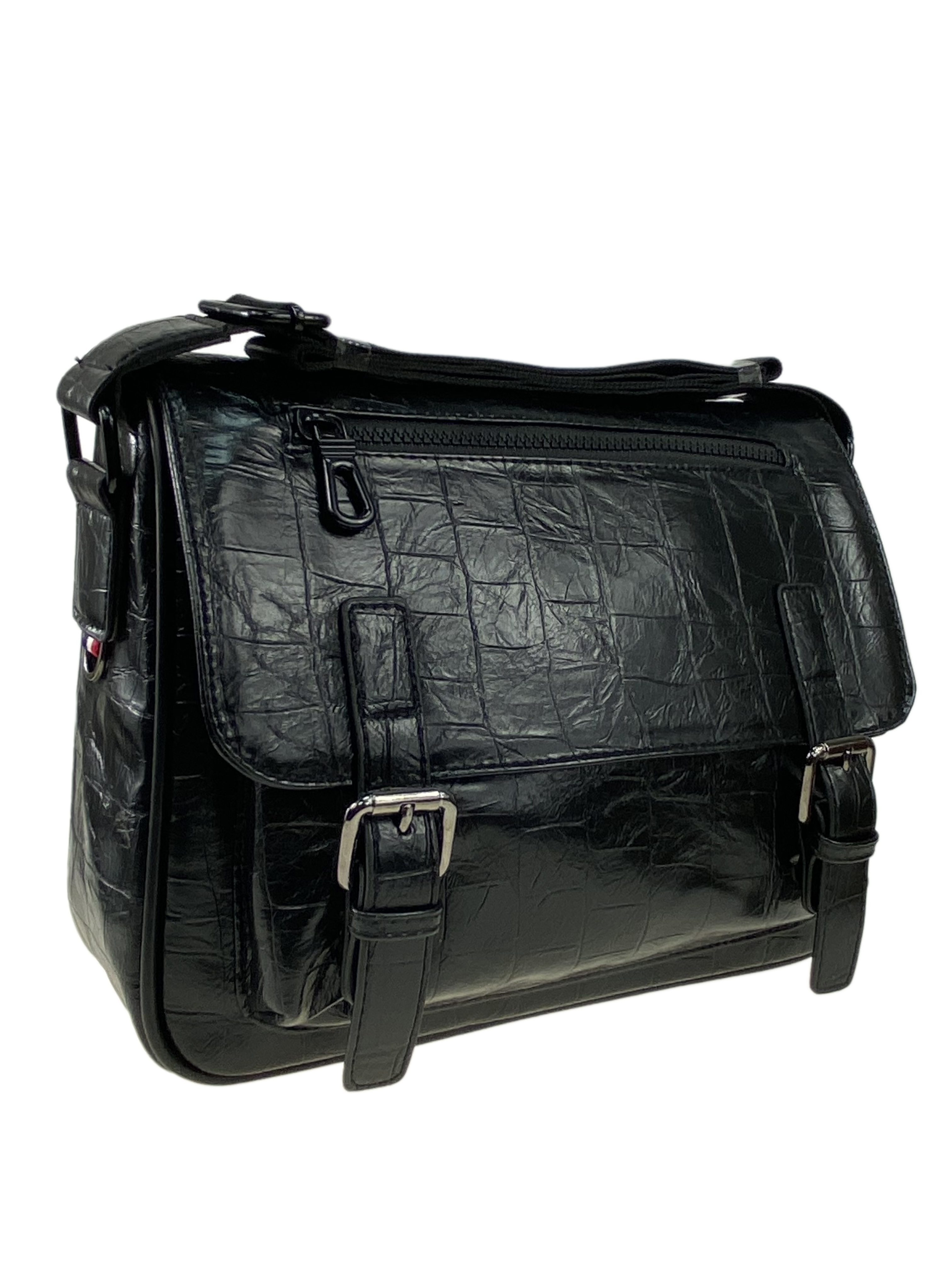 На фото 1 - Мужской портфель из искусственной кожи для мужчин, чёрный цвет