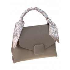 На фото 1 - Женская сумка из искусственной кожи цвет бежево-серый