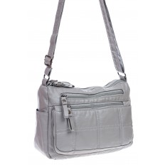 На фото 2 - Женская сумка из искусственной кожи, цвет светло серый