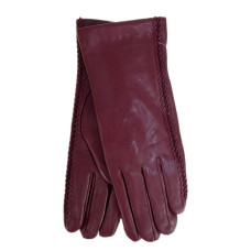 На фото 1 - Женские перчатки из натуральной кожи, цвет бордовый