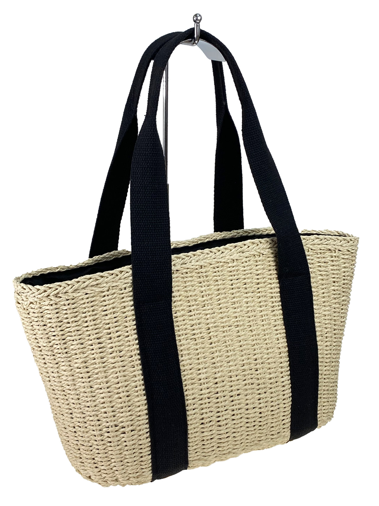 На фото 1 - Женская сумка плетеная из соломы, цвет молочный