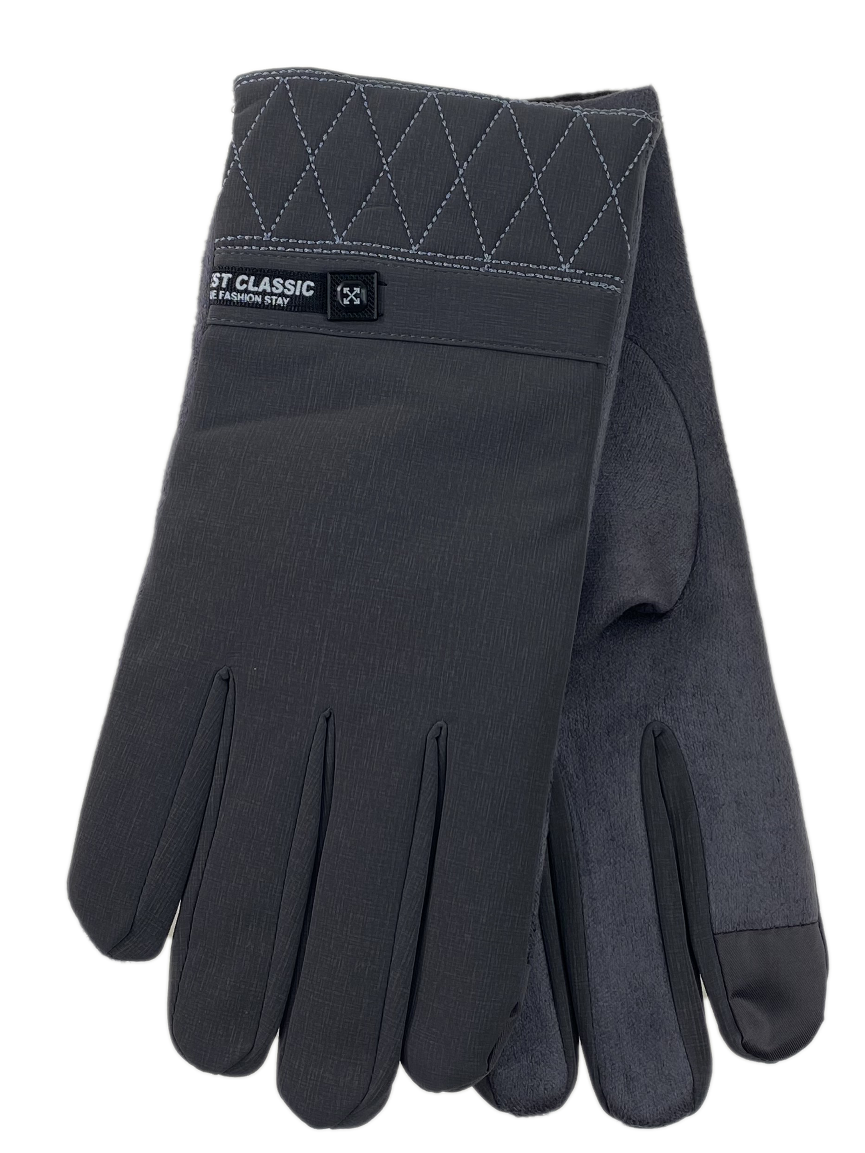 На фото 1 - Утепленные перчатки мужские, цвет серый