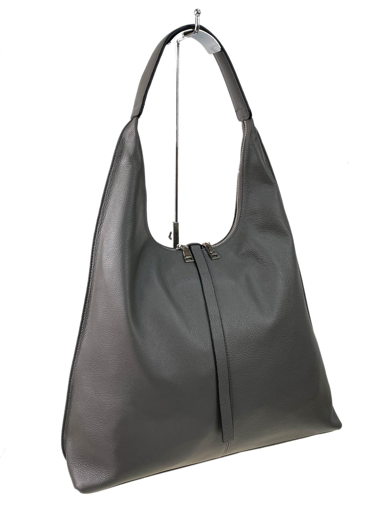 На фото 3 - Женская сумка шоппер из натуральной кожи, цвет серый