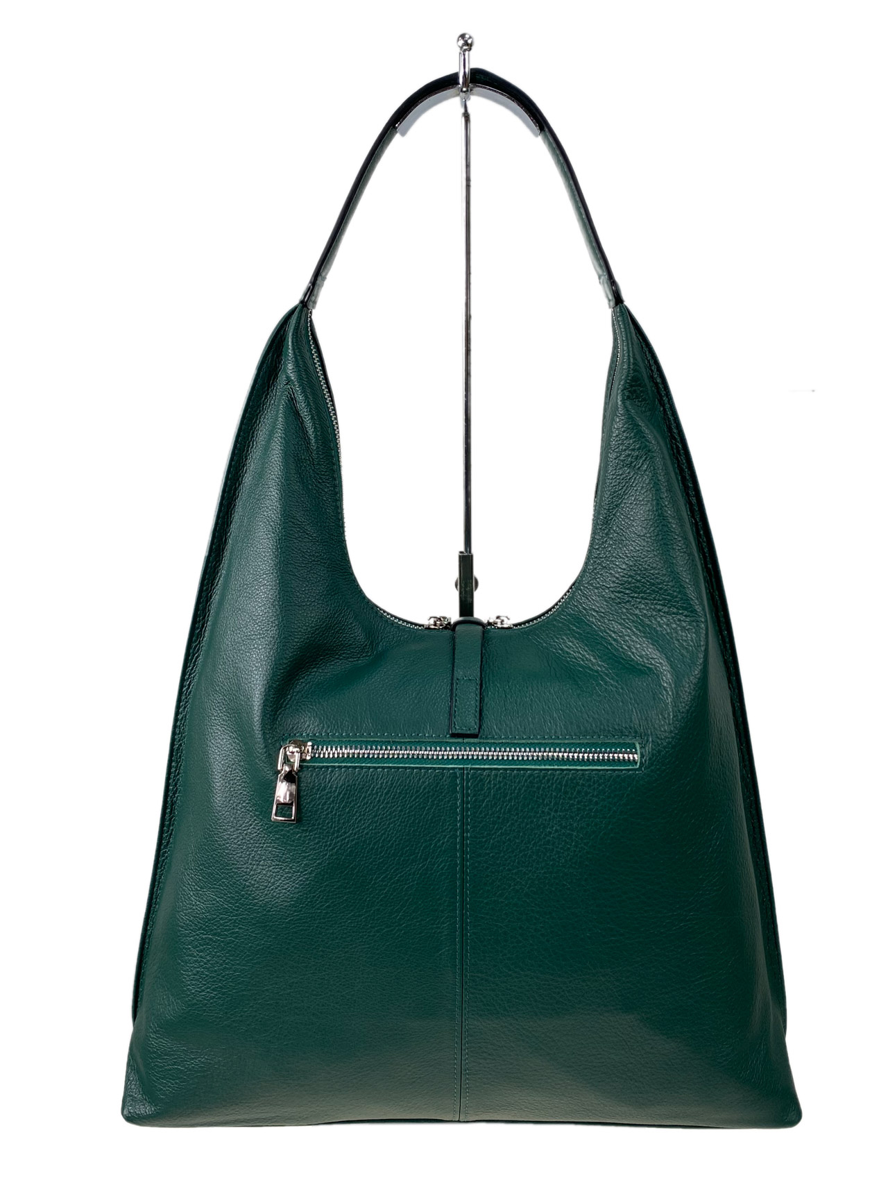 На фото 2 - Женская сумка шоппер из натуральной кожи, цвет зеленый