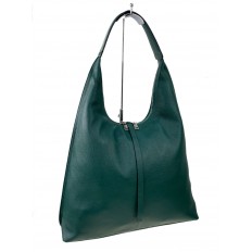 На фото 3 - Женская сумка шоппер из натуральной кожи, цвет зеленый