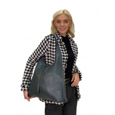 На фото 1 - Женская сумка шоппер из натуральной кожи, цвет графит
