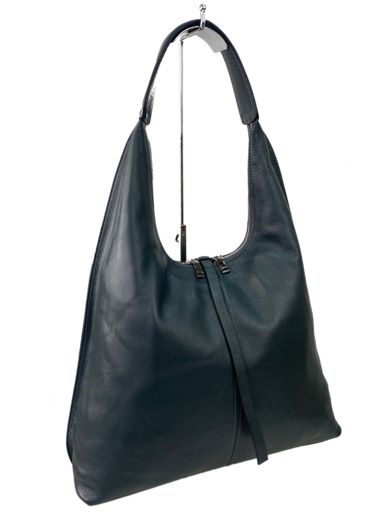 На фото 3 - Женская сумка шоппер из натуральной кожи, цвет графит