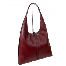 На фото 3 - Женская сумка шоппер из натуральной кожи, цвет бордовый
