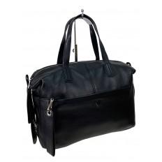 На фото 3 - Женская сумка уикендер из натуральной кожи, цвет черный