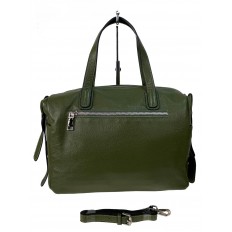 На фото 2 - Женская сумка уикендер из натуральной кожи, цвет зеленый
