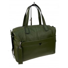 На фото 3 - Женская сумка уикендер из натуральной кожи, цвет зеленый