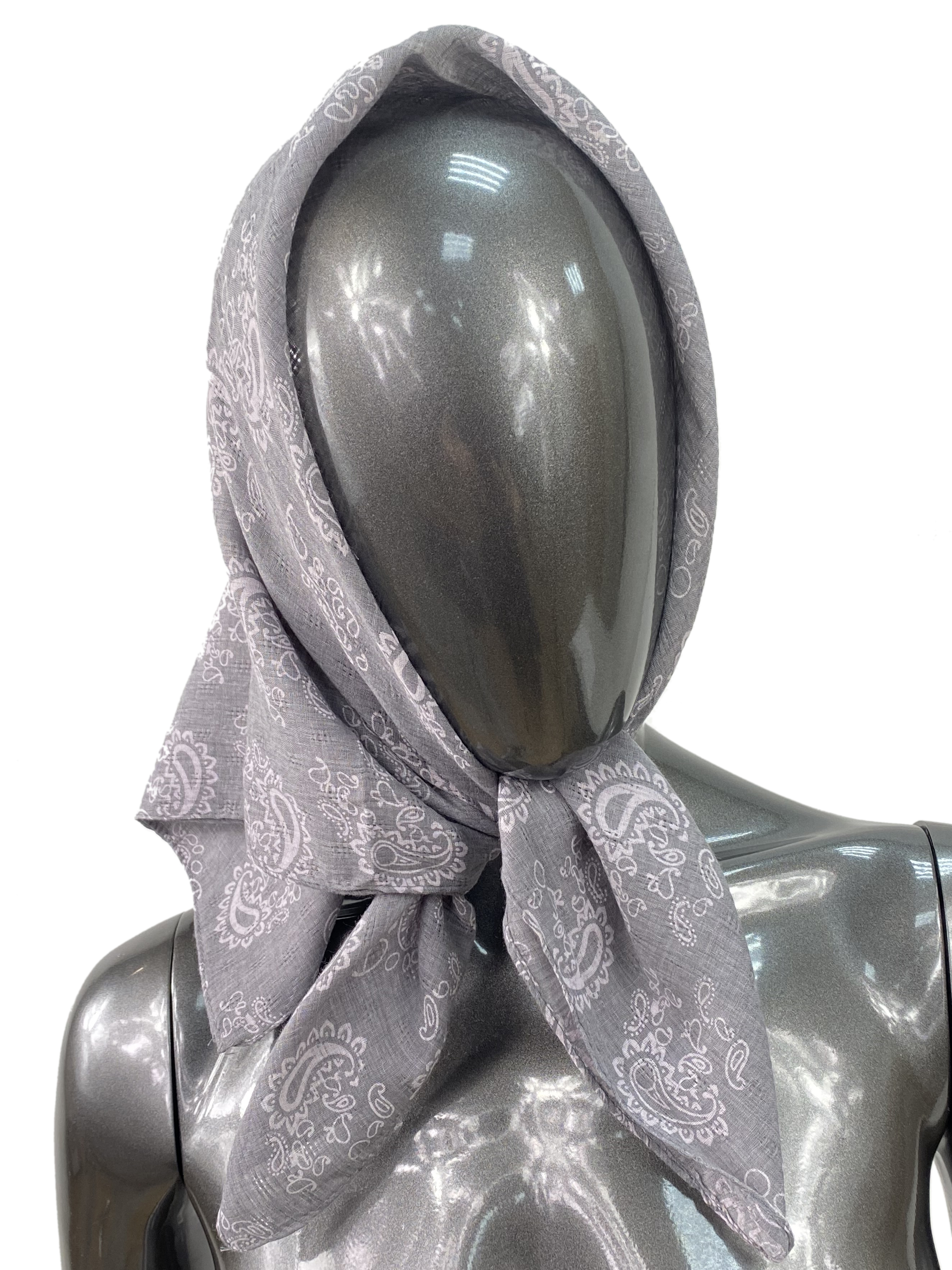 Лёгкий платок с принтом, цвет серый
