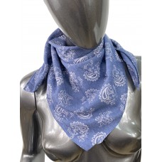 На фото 1 - Лёгкий  платок с принтом, цвет  синий