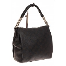 На фото 1 - Женская сумка из мягкой натуральной кожи, цвет черно-коричневый