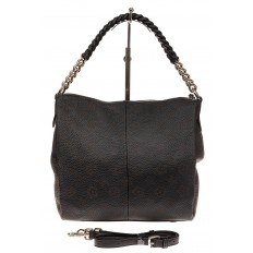На фото 2 - Женская сумка из мягкой натуральной кожи, цвет черно-коричневый