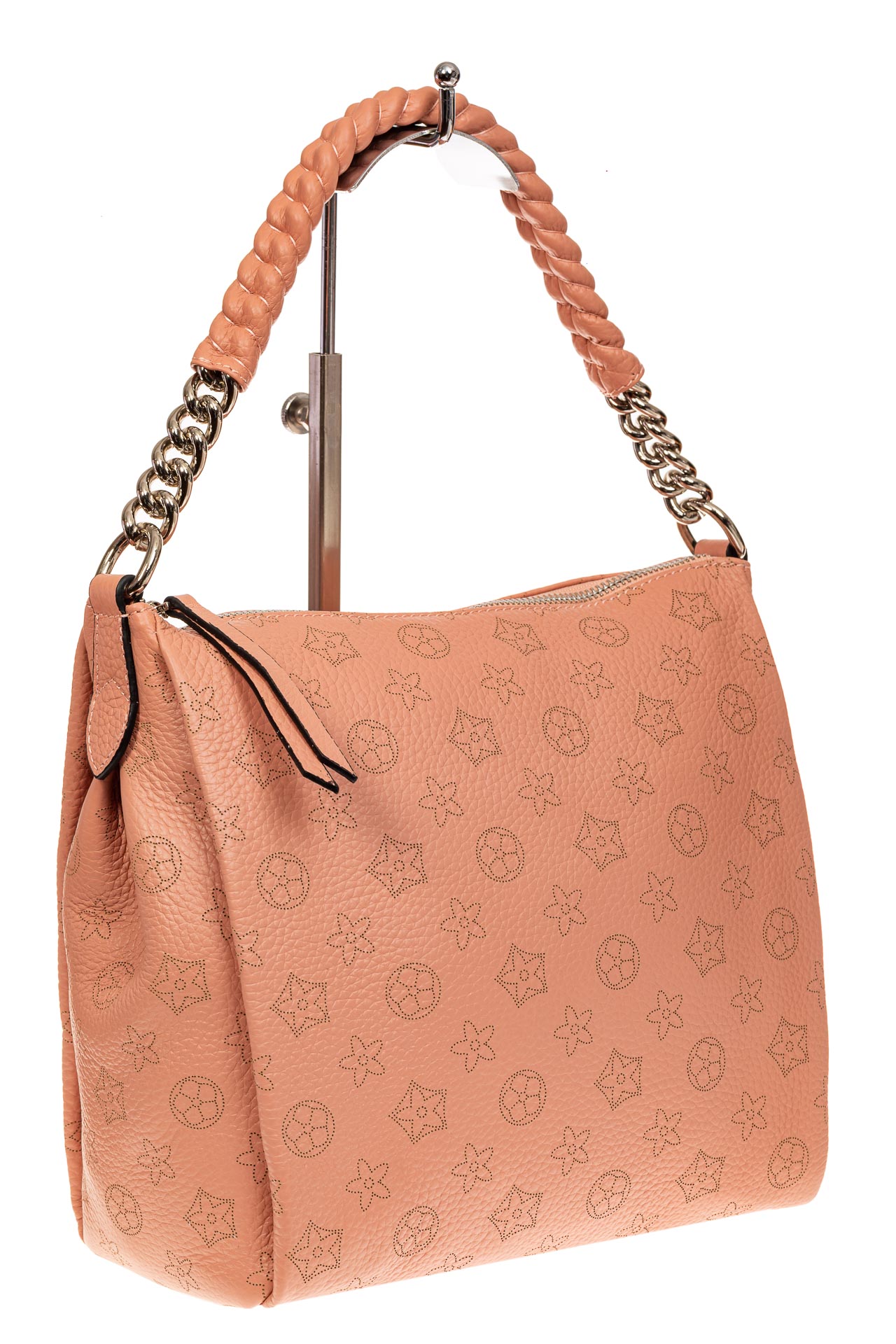 На фото 1 - Женская сумка из мягкой натуральной кожи, цвет розовый