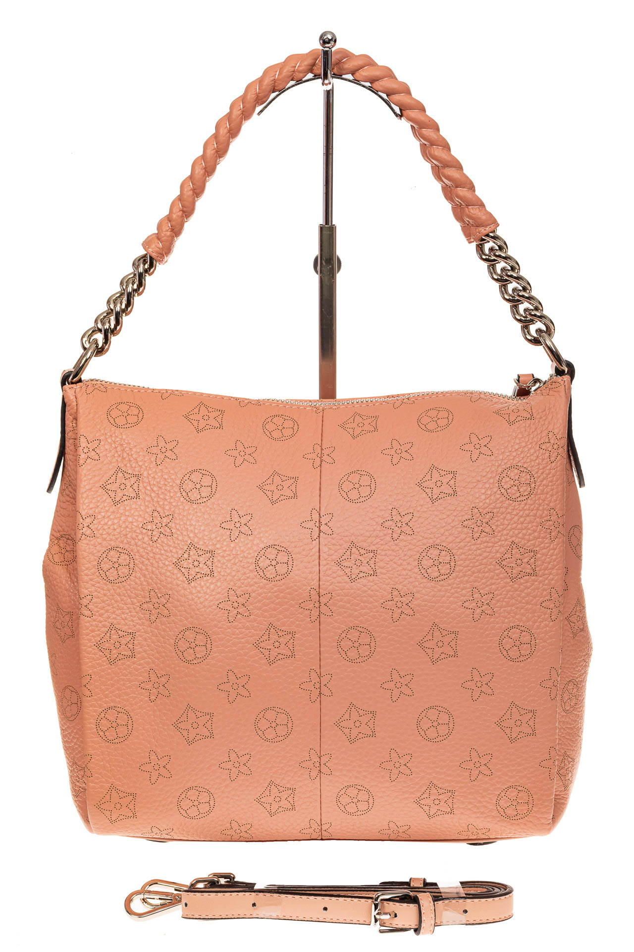 На фото 2 - Женская сумка из мягкой натуральной кожи, цвет розовый