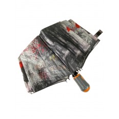 На фото 4 - Зонт складной женский с принтом, цвет серый