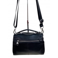 На фото 2 - Женская сумка кросс боди из натуральной кожи, цвет черный