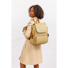 На фото 5 - Женский рюкзак из искусственной кожи, цвет бежево-коричневый
