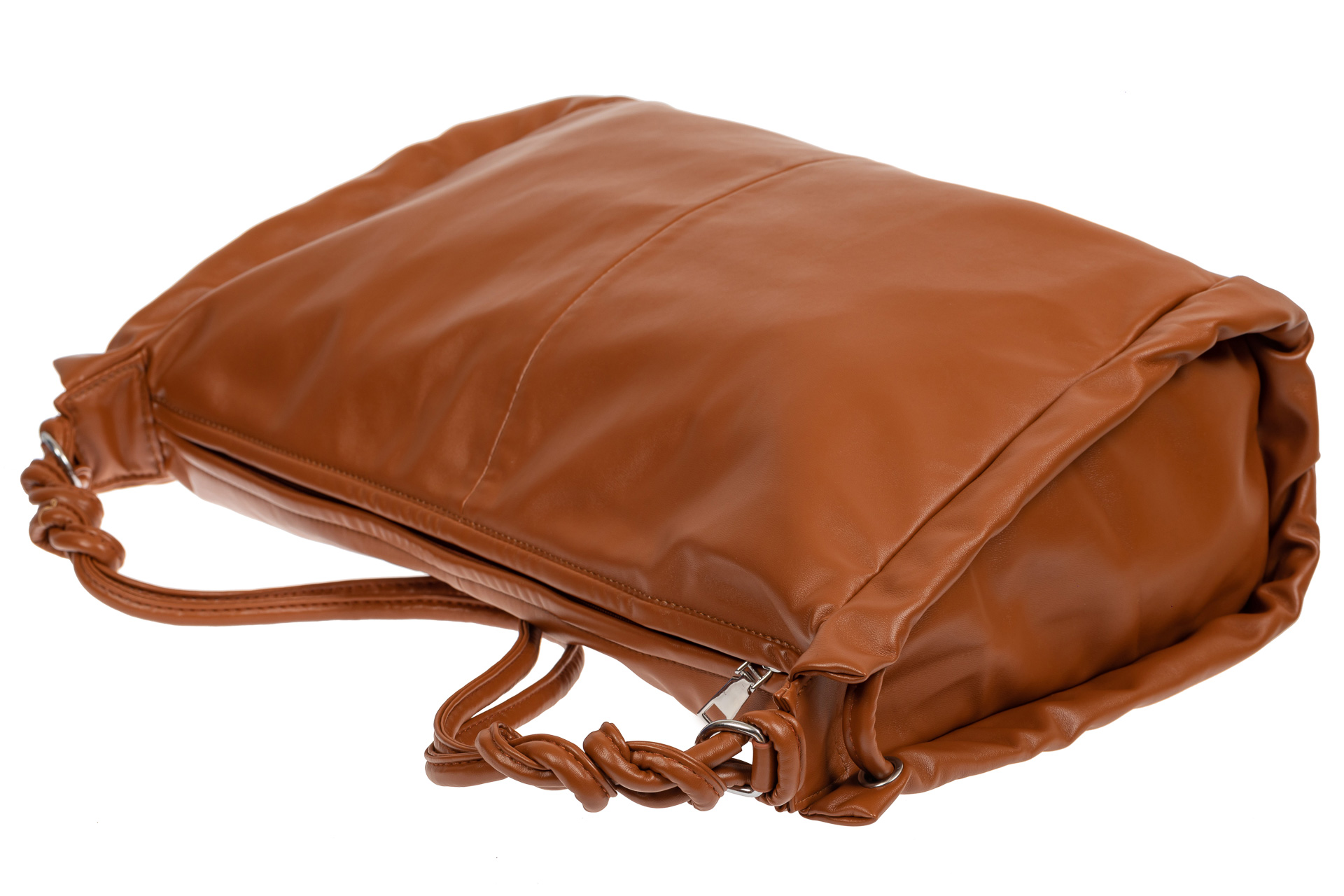 На фото 4 - Большая женская сумка из мягкой искусственной кожи, цвет рыжий