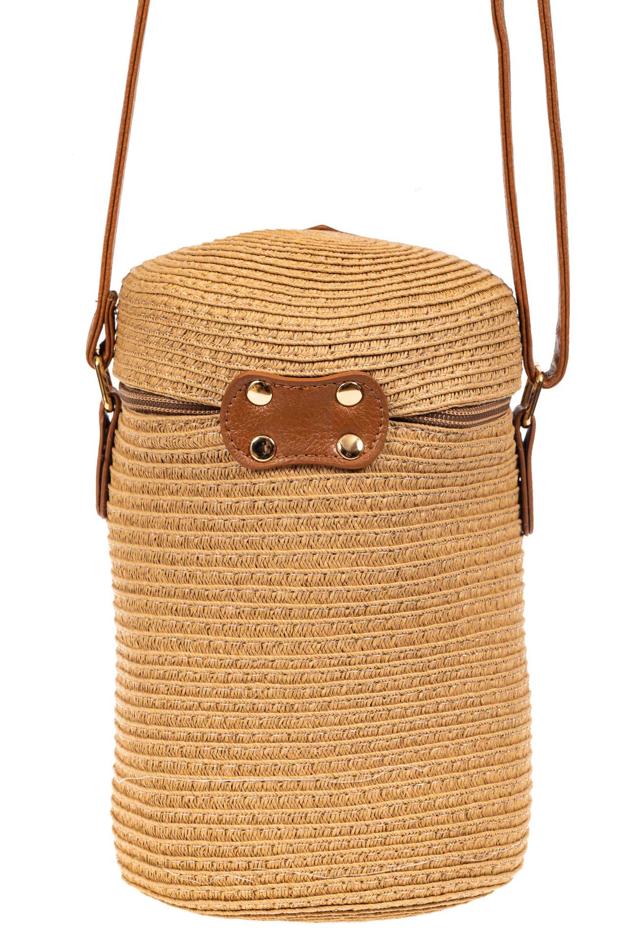 На фото 3 - Плетеная сумка-ведерко из джута на длинном ремешке, цвет крафт