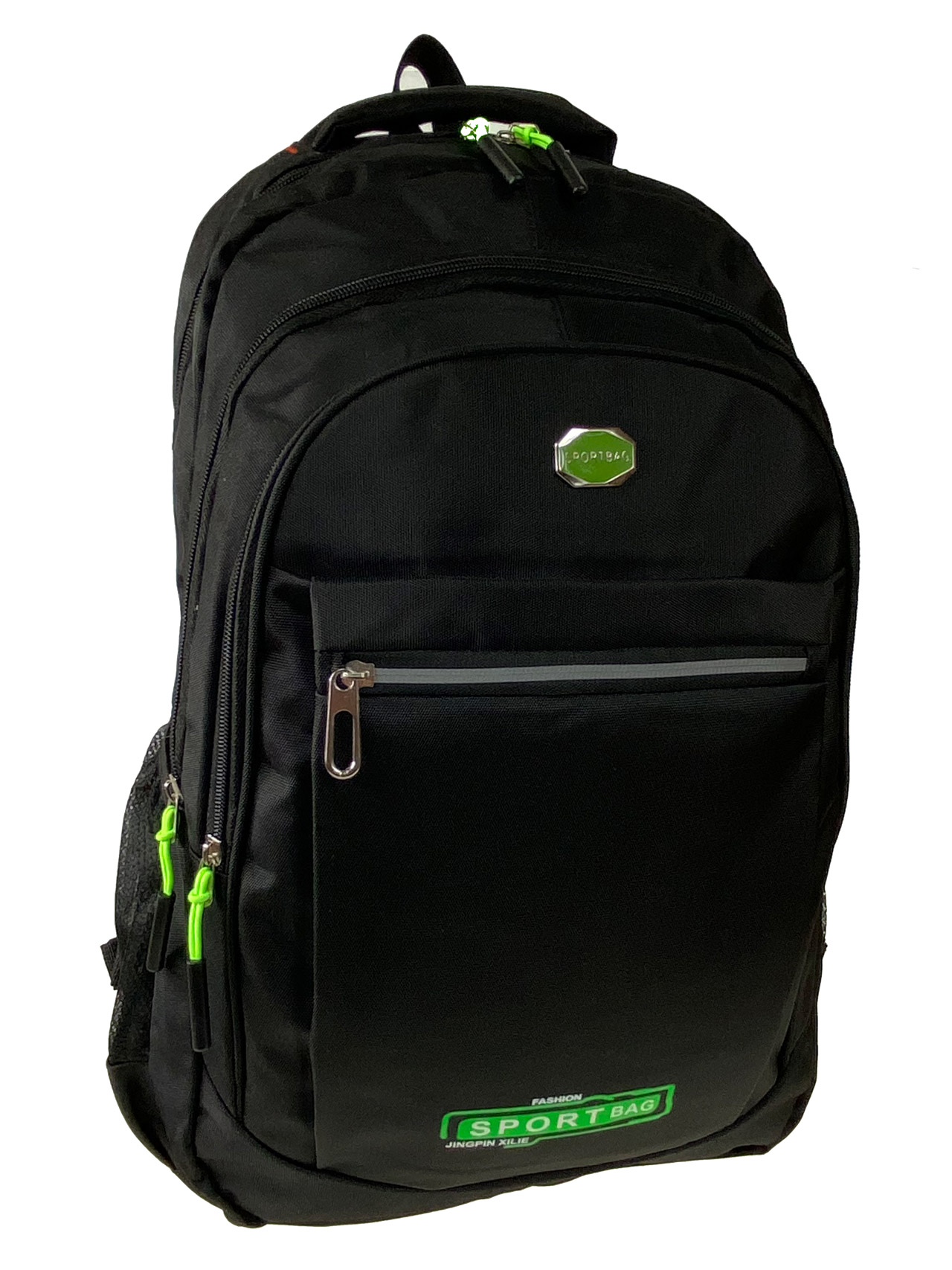 На фото 1 - Рюкзак мужской из текстиля, цвет черный с зеленым 