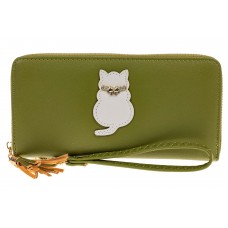 На фото 1 - Недорогой красивый кошелек для женщин из кожзама, зеленый