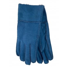 На фото 1 - Зимние женские перчатки из натуральной овчины, цвет голубой