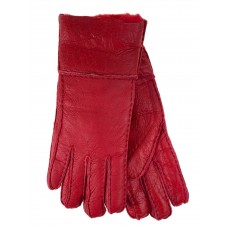 На фото 1 - Зимние женские перчатки из натуральной овчины, цвет  красный