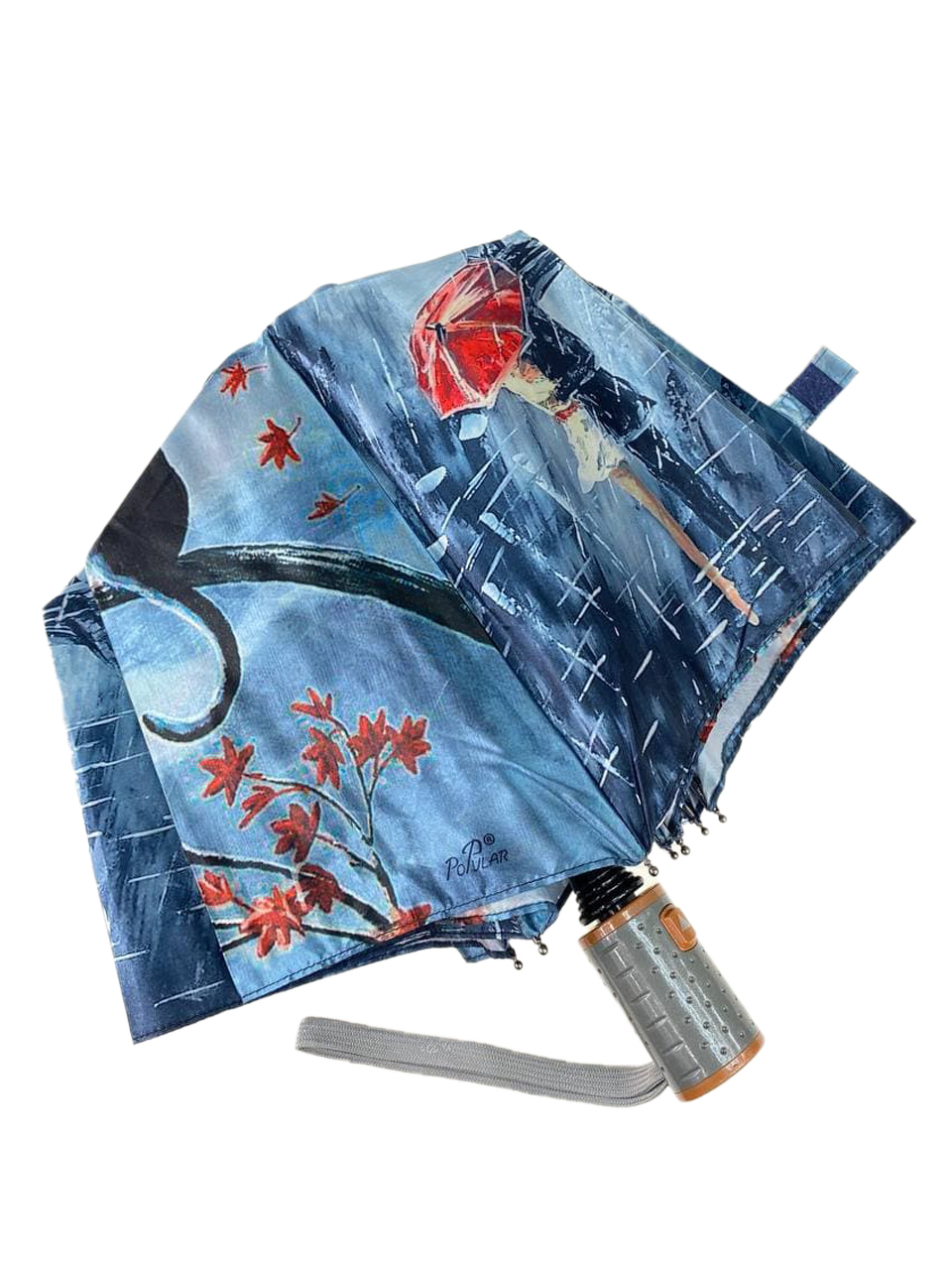На фото 4 - Зонт женский-полуавтомат с живописным принтом, мультицвет