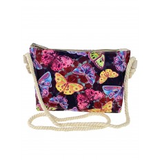 На фото 2 - Детская текстильная сумочка с принтом в виде бабочек, мультицвет