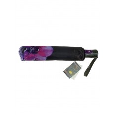 На фото 3 - Женский зонт-полуавтомат с цветочным принтом, цвет чёрный