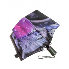 На фото 4 - Женский зонт-полуавтомат с цветочным принтом, цвет чёрный