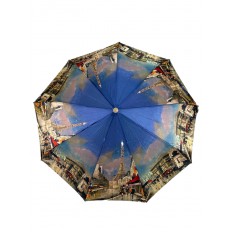 На фото 2 - Женский зонт-полуавтомат с живописным принтом, мультицвет