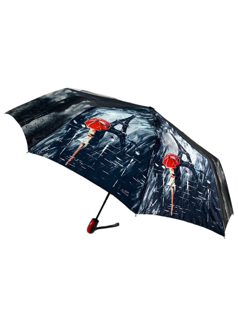 На фото 1 - Женский зонт-полуавтомат с принтом 