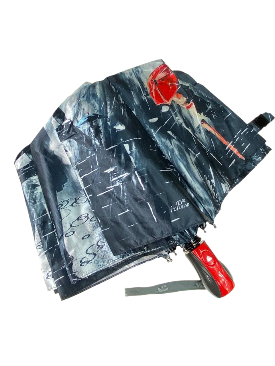 На фото 4 - Женский зонт-полуавтомат с принтом 