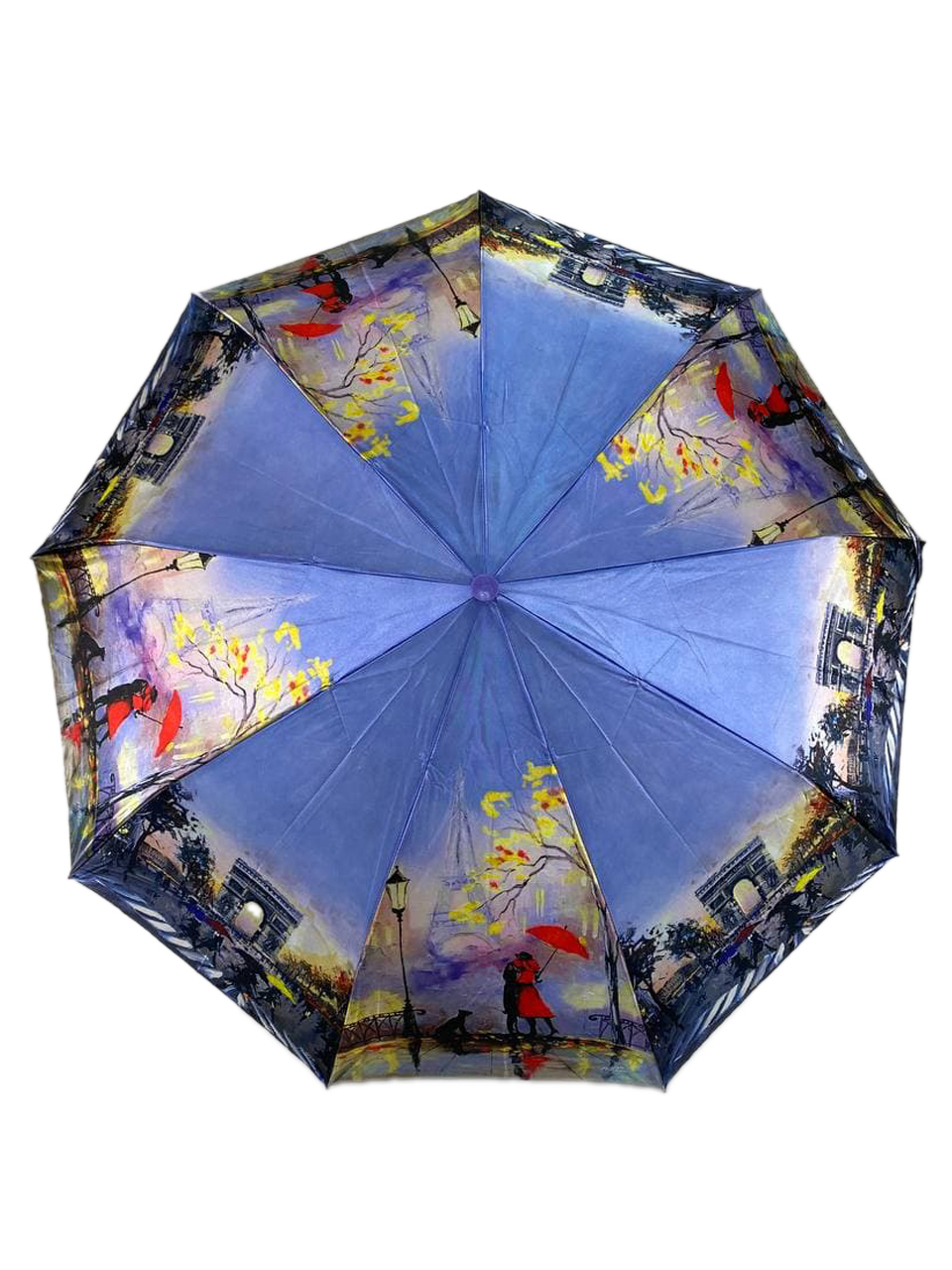 На фото 2 - Женский зонт-полуавтомат с художественным принтом, цвет сиреневый