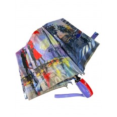 На фото 4 - Женский зонт-полуавтомат с художественным принтом, цвет сиреневый