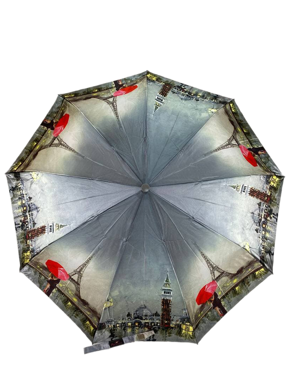 На фото 2 - Женский зонт-полуавтомат с художественным принтом, мультицвет