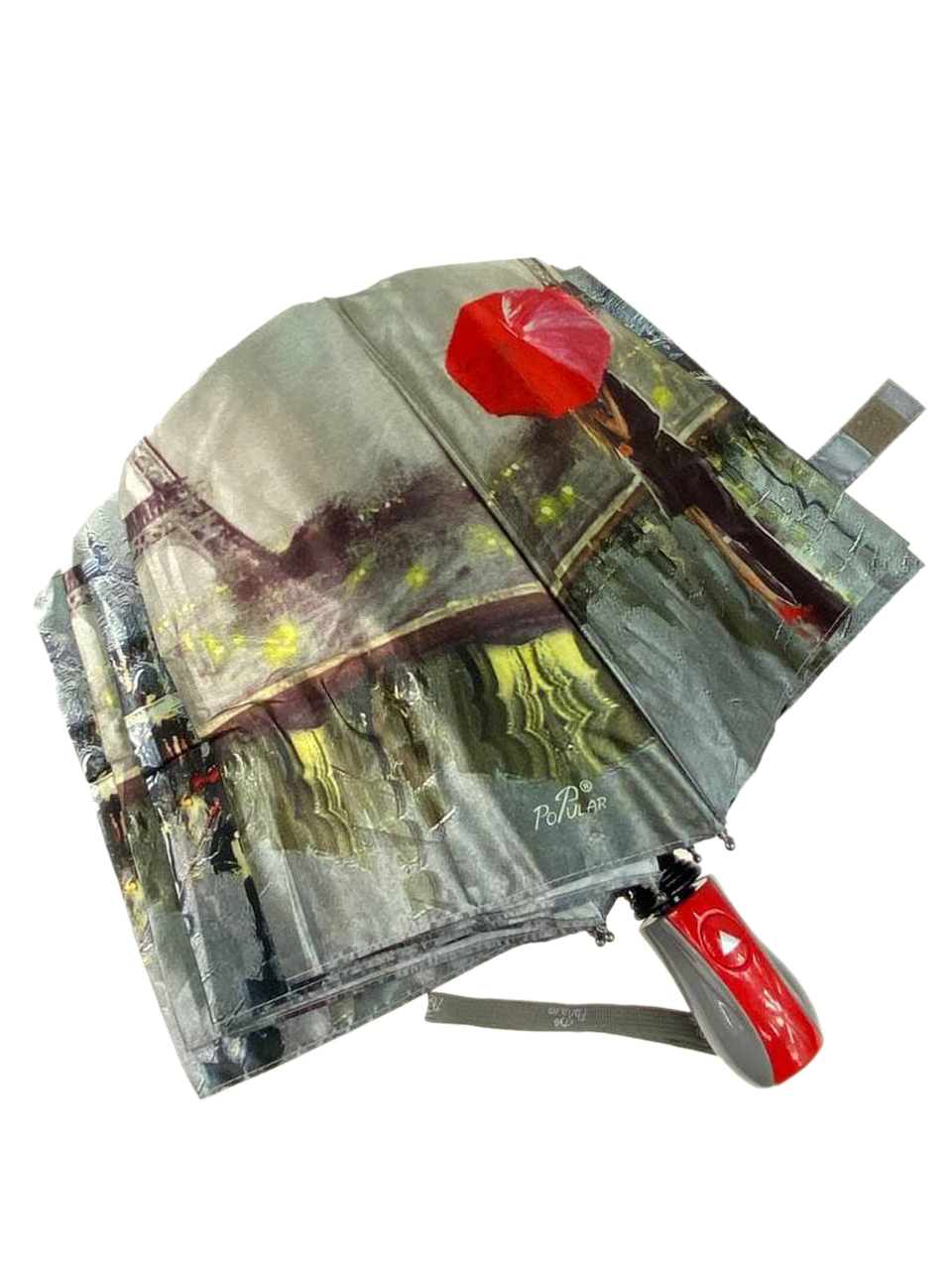 На фото 4 - Женский зонт-полуавтомат с художественным принтом, мультицвет