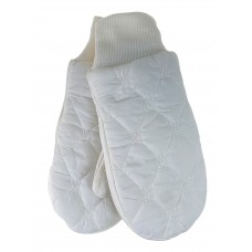 На фото 1 - Зимние женские варежки с подкладом из искусственного меха, цвет белый