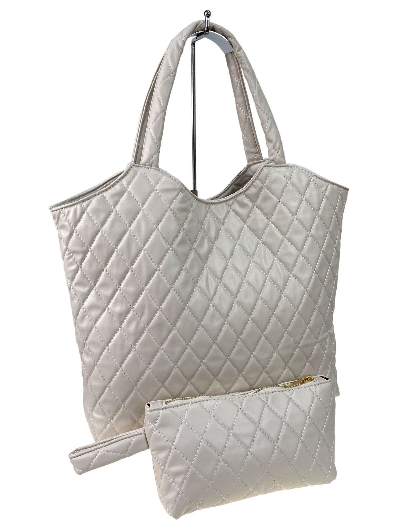 На фото 1 - Женская сумка из искусственной кожи, цвет молочный