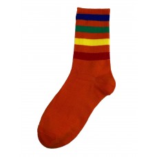 На фото 1 - Высокие полосатые носки из хлопка, цвет оранжевый