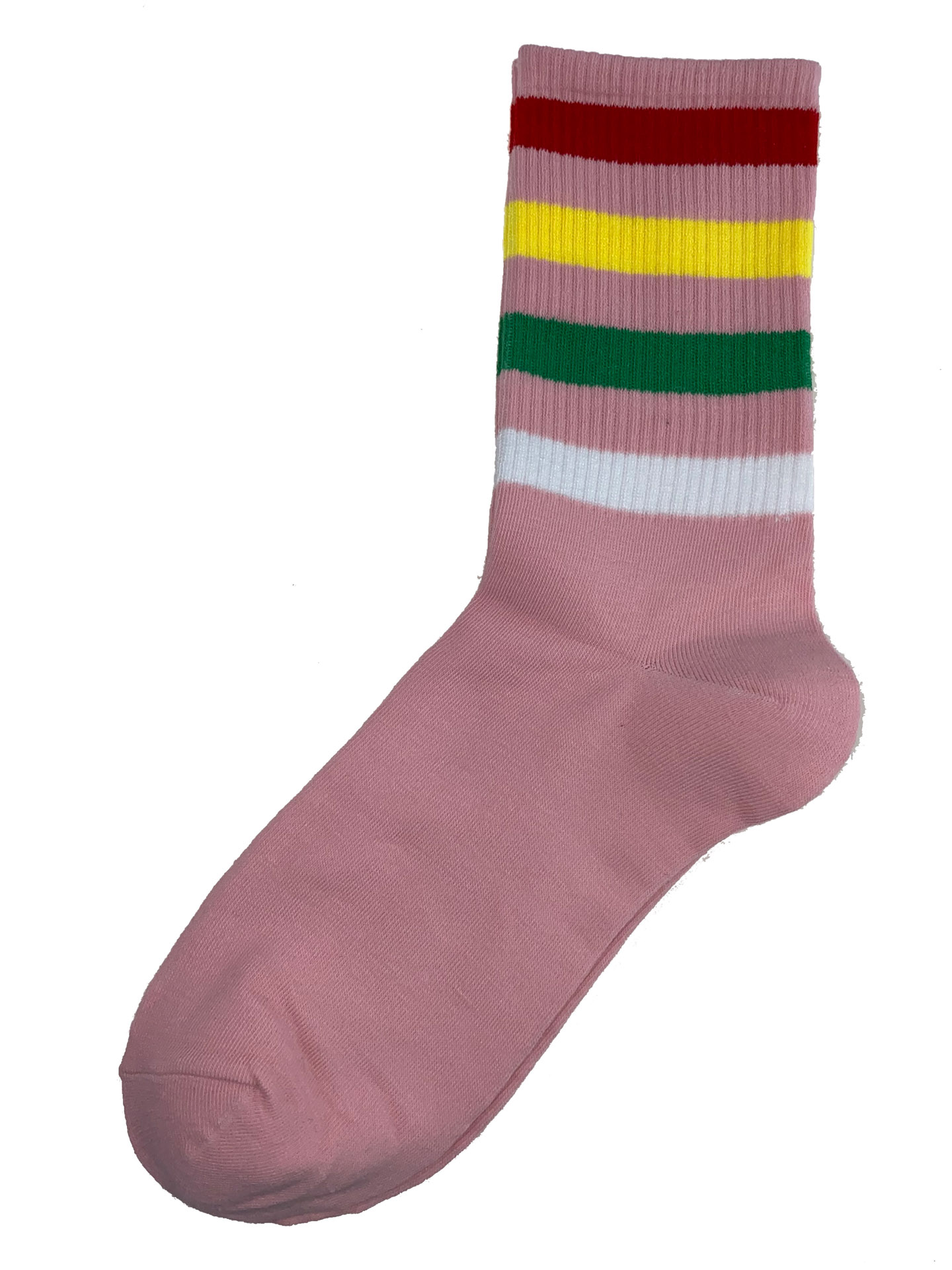 На фото 1 - Высокие полосатые носки из хлопка, цвет розовый